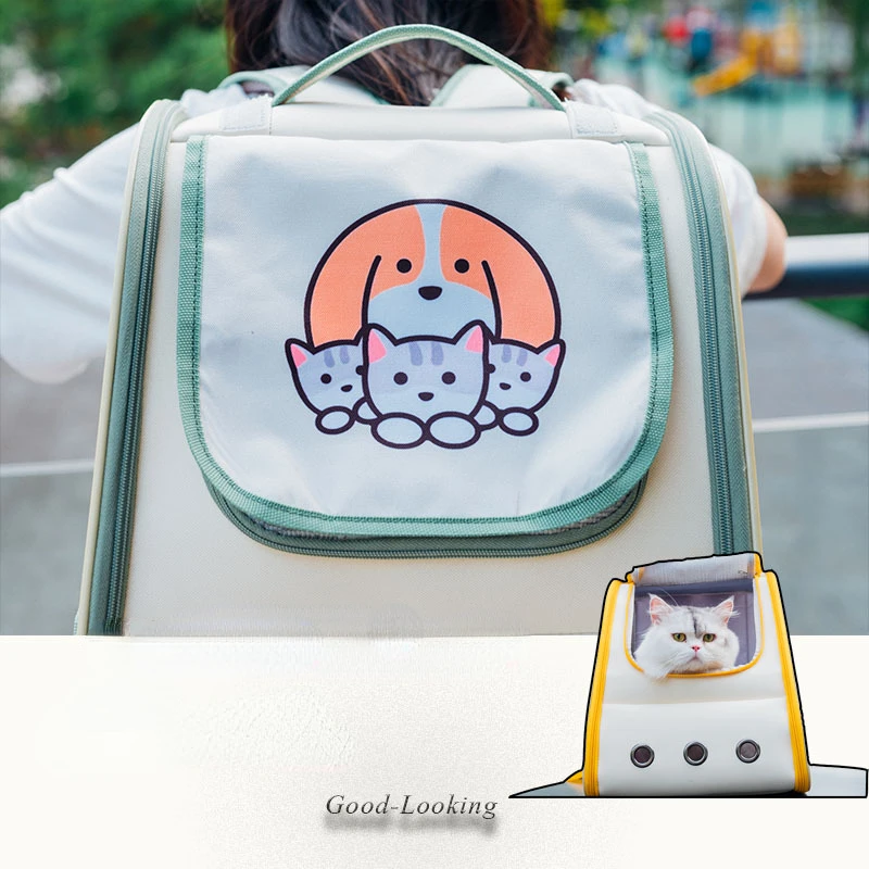 Bolsa de transporte para gatos y perros, mochila con cápsula espacial, jaula de doble hombro, transparente, transpirable, impermeable, portátil - imagen 2