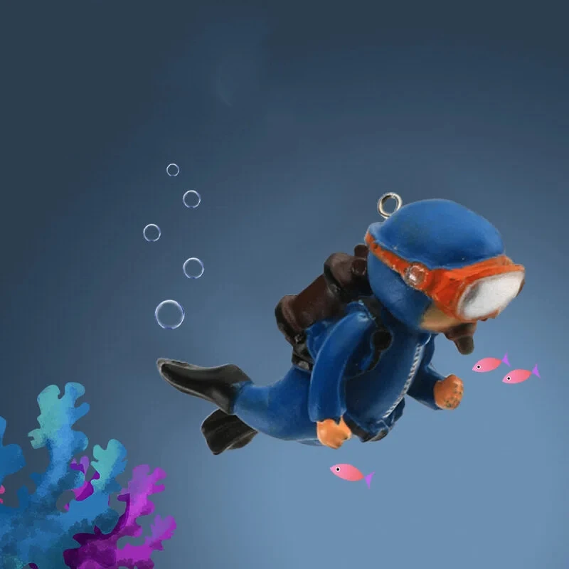Accesorios de decoración flotante para acuario de dibujos animados, bonito buzo, Surf, niño, ballena, niña, figura de Anime, decoración, adorno de paisajismo para pecera - imagen 5