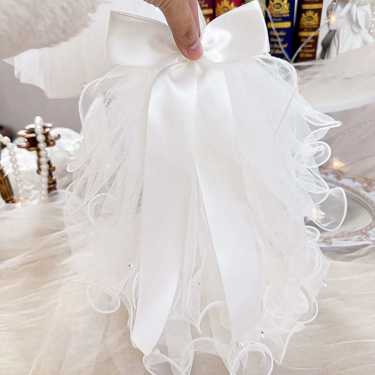 Gorros de malla con lazo de primavera para mascotas, ropa para perros y gatos, tocado de boda, accesorios para cachorros, suministros de Bandana para perros - imagen 2