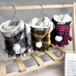 Vestido a cuadros de otoño/invierno para mascotas, abrigo grueso y cálido para perros pequeños y gatos, ropa para perros pequeños, ropa para cachorros