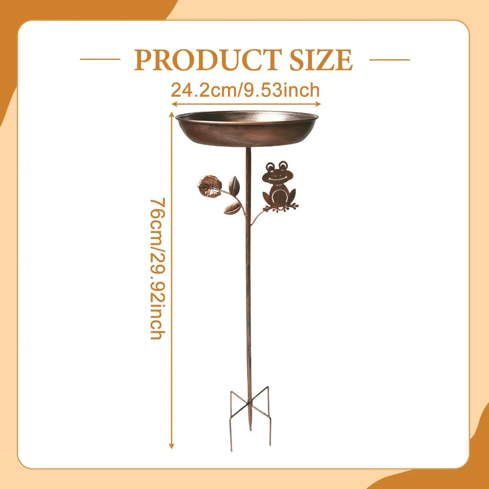 Bird Bath Bowl Bird Feeder with Garden Stake Feeding Station Decorative Tray Heavy Duty Vintage Style for Park Fence Deck