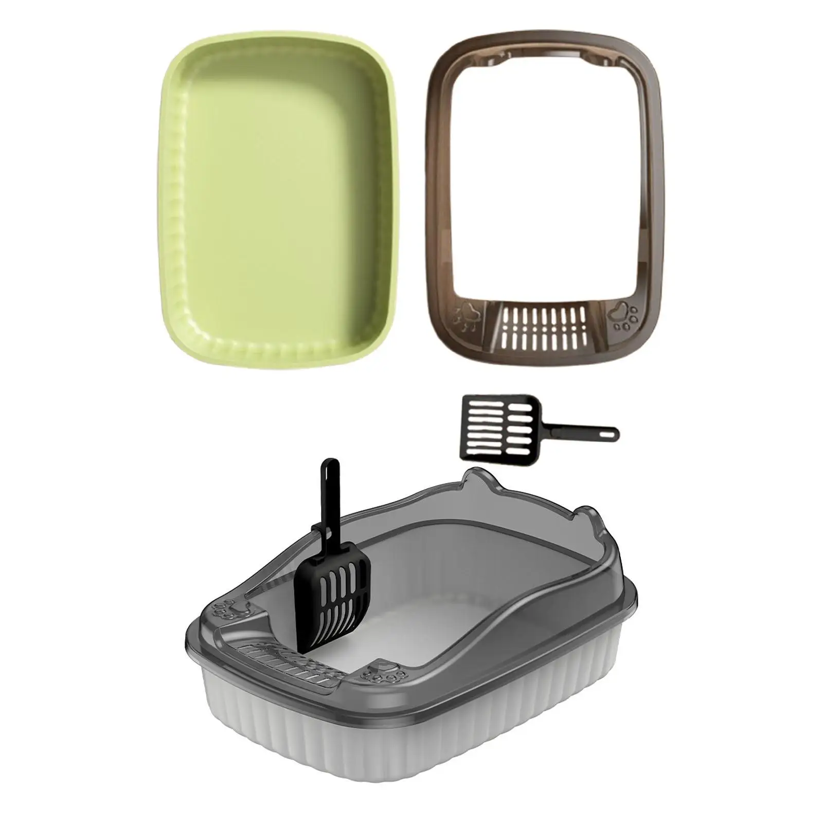 Cat Litter Boxes Opening Top with High Sides Cat Sandbox Cat Toilet Kitten Litter Pan for Dog Puppy Rabbits Large Cats