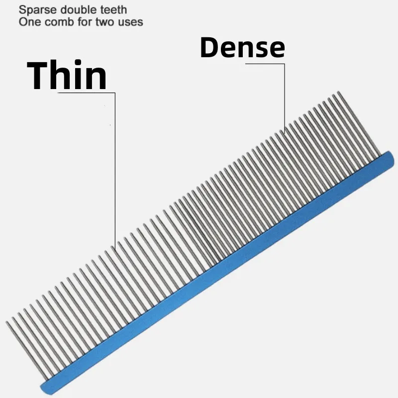 Peine de acero inoxidable para perros, cepillo de aseo con doble diente, removedor de pelo, apertura de nudo, masaje, suministros para mascotas - imagen 4