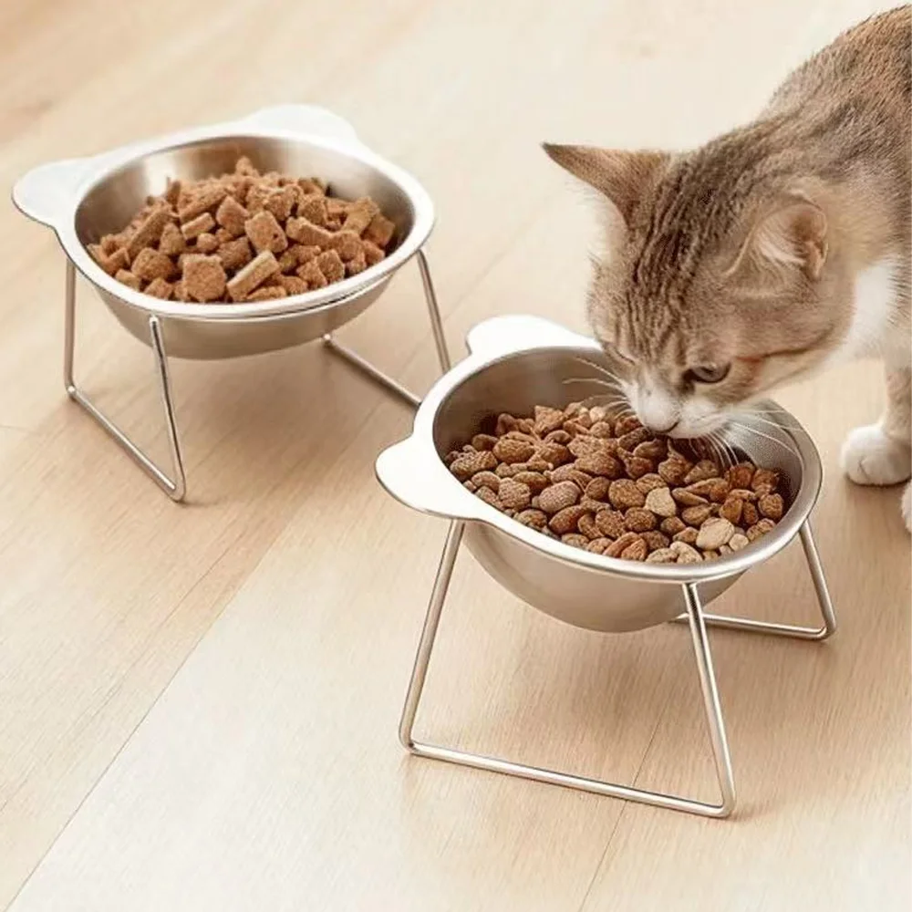 Comedero elevado para gatos en acero inoxidable 304, inclinación 15° - imagen 4