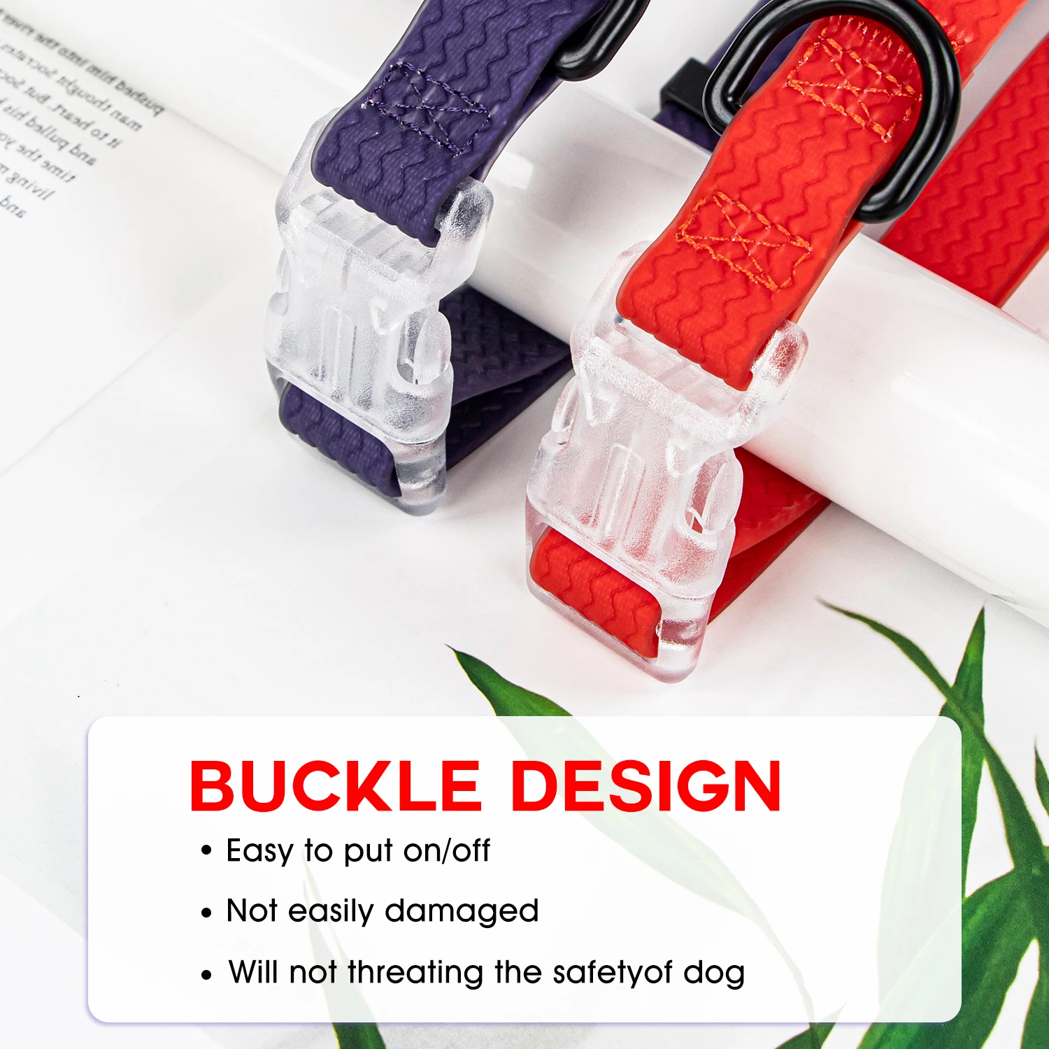 Collar de perro de PVC impermeable Collar mediano de gran tamaño para perros Opciones de color rojo púrpura para perros grandes - imagen 3