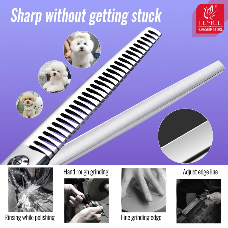 Fenice Japón 440C acero inoxidable 6,75/7 pulgadas tijeras de peluquería para perros tijeras de adelgazamiento para perros tasa de adelgazamiento 50-60% - imagen 5