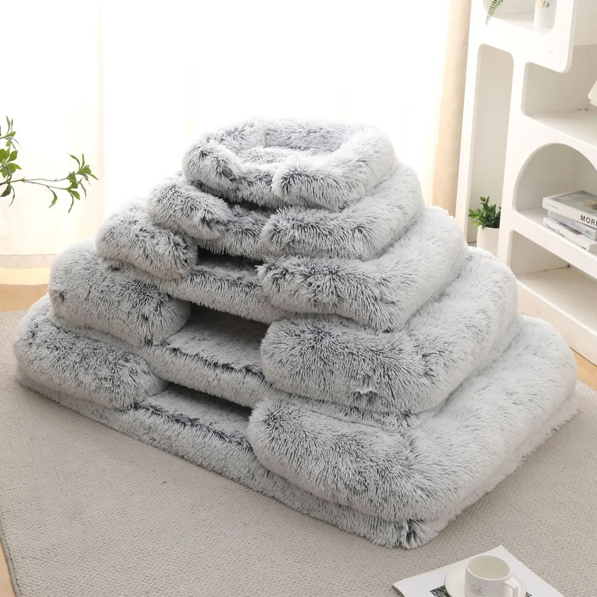 Cama cuadrada felpa invierno perros gatos sofá almohadilla extraíble - imagen 4