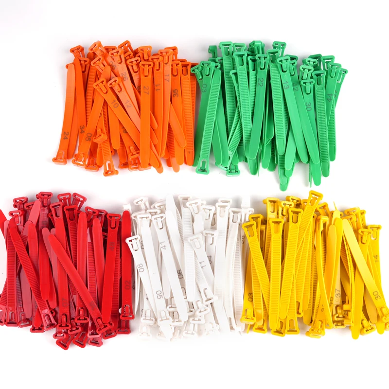 50 uds/100 Uds. Anillos ajustables para patas de pollo, 5 colores de diámetro, anillos para pies retráctiles flexibles para pollo y aves de corral, tarjeta para marcar aves de corral - imagen 3