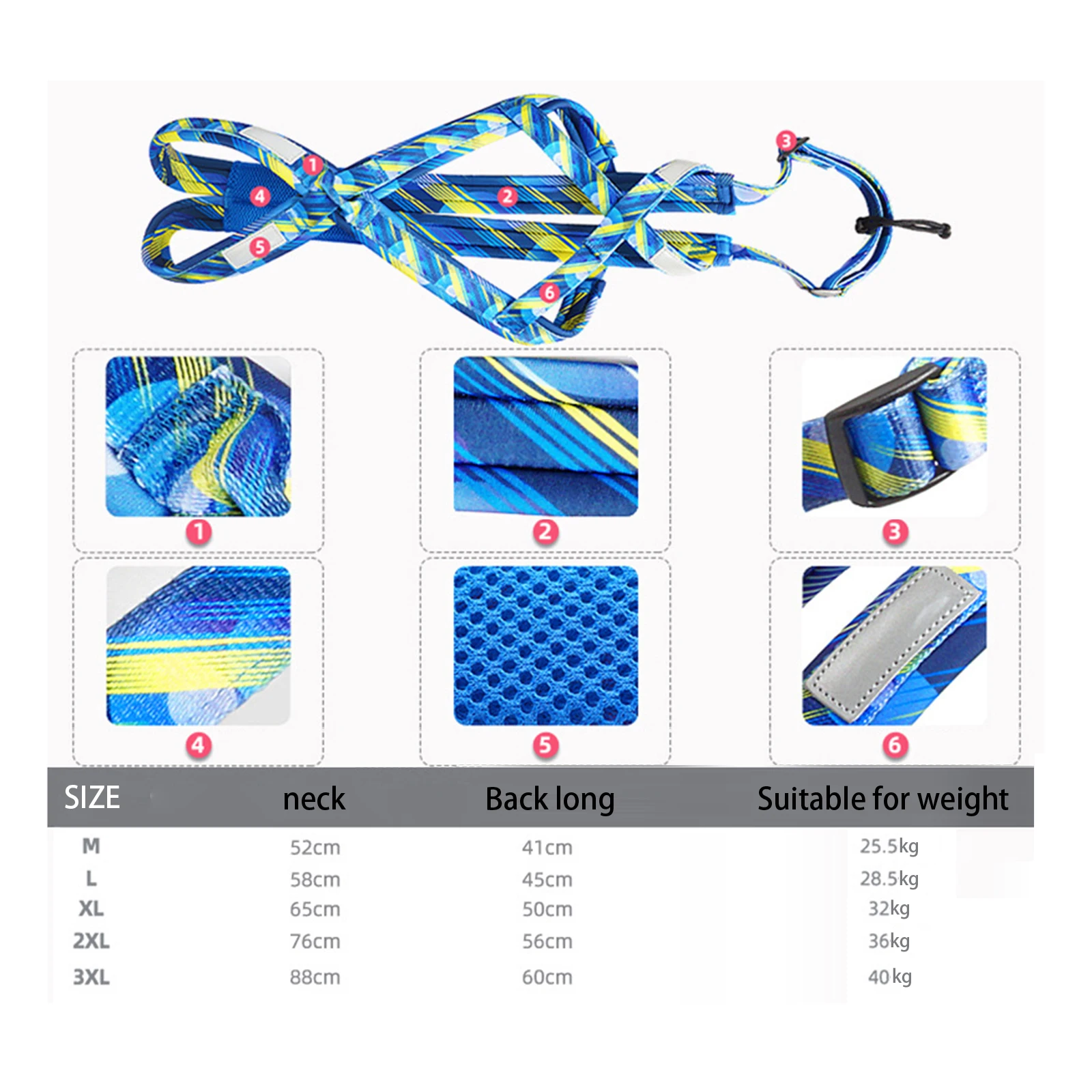 Arnés de tracción para perros, arnés reflectante para sobremesa de mascotas, arnés para Skijoring, chaleco para tirar de peso para perros grandes y grandes, suministros de entrenamiento para mascotas - imagen 5