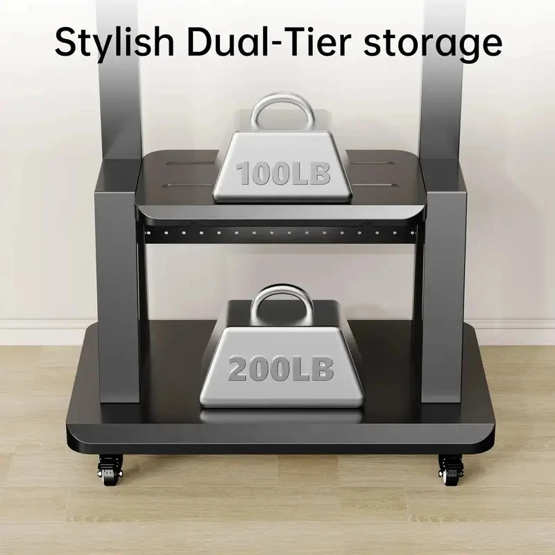 Carro de TV extraíble de alta resistencia para pantalla de 32-65 pulgadas, soporte de TV de pie ajustable, con ruedas de bloqueo, tablero envolvente de alambre - imagen 2