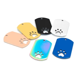 20 piezas personalizado, etiqueta rectangular de acero inoxidable en blanco, accesorios colgantes de espejo de doble cara grabables