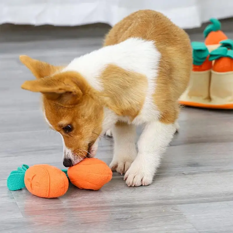 Estera de zanahoria para perros, juguetes coloridos para excavación de perros, almohadilla de alimentación de mascotas de fieltro, juguete interactivo divertido para enriquecimiento de perros - imagen 2