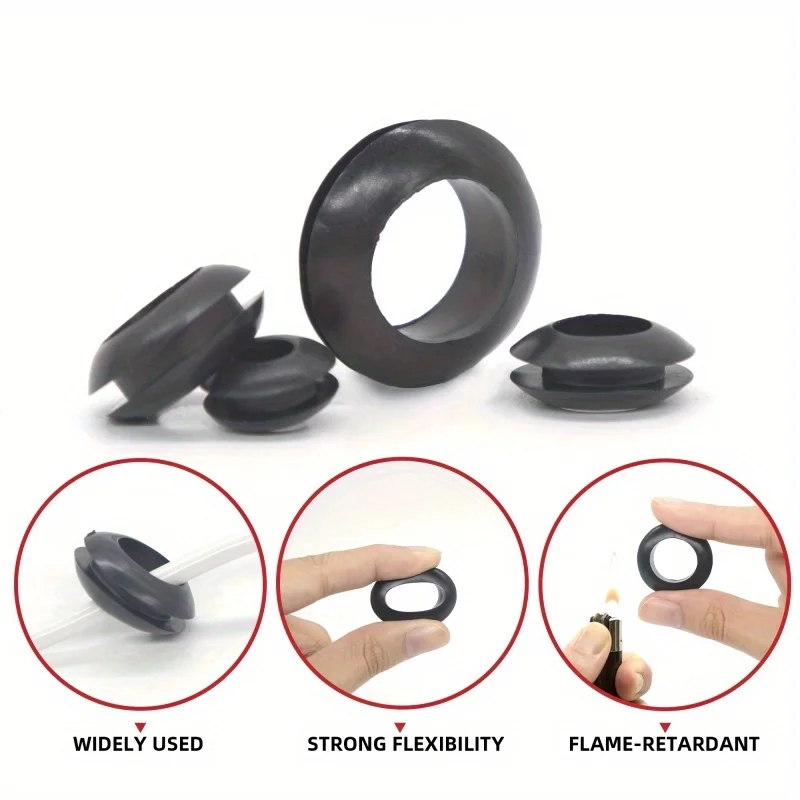 Kit de cierre abierto con ojal de goma para cableado, juego de ojal de conductor eléctrico para cables, enchufes y cables, 50/107 Uds. - imagen 3