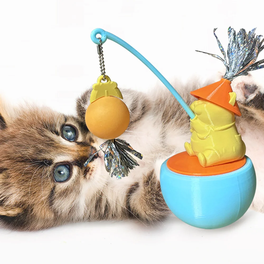 Nuevo juego de juguetes para gatos: varita teaser + lindo vaso para rascar la bola, autojuego para aliviar el aburrimiento, - imagen 5