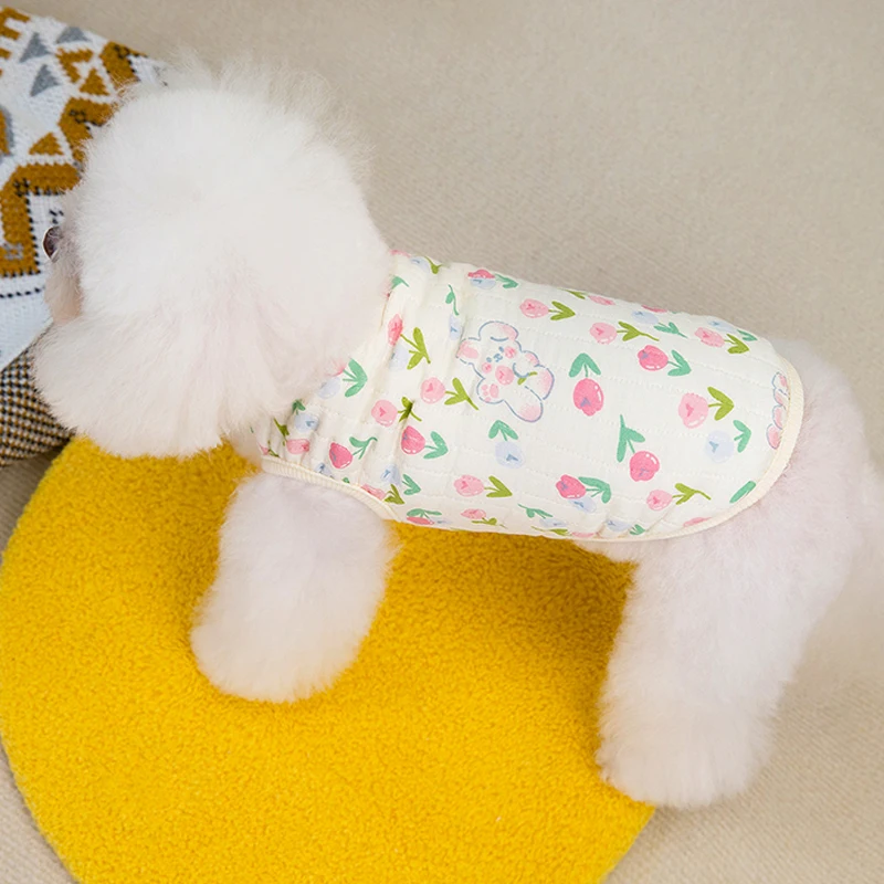 Ropa suave de algodón para perros, chaleco cálido para perros, abrigo con estampado bonito para perros pequeños y medianos, disfraz de Chihuahua Yorkie, suministros para mascotas - imagen 5