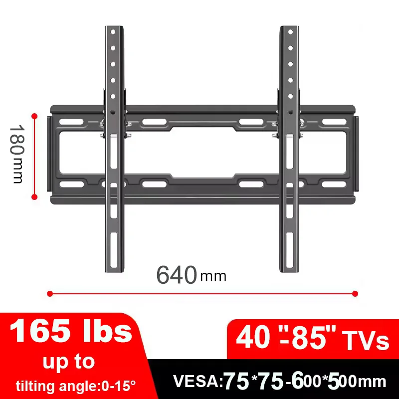 BEISHI Soporte universal para TV Soporte de pared para TV de perfil bajo fijo para la mayoría de televisores planos/curvos de 30"-80" con VESA máximo 600X500 mm hasta 70 kg