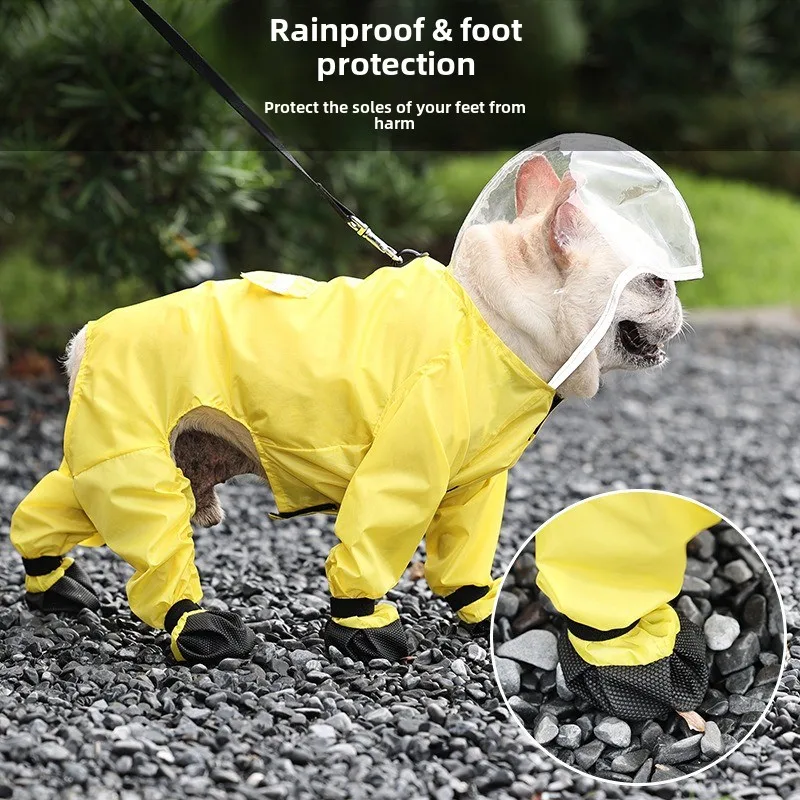 Chubasquero para perros, zapatos, todo paquete, con capucha, impermeable y protector sucio, diseño reflectante, productos para mascotas, mono, accesorios impermeables - imagen 4