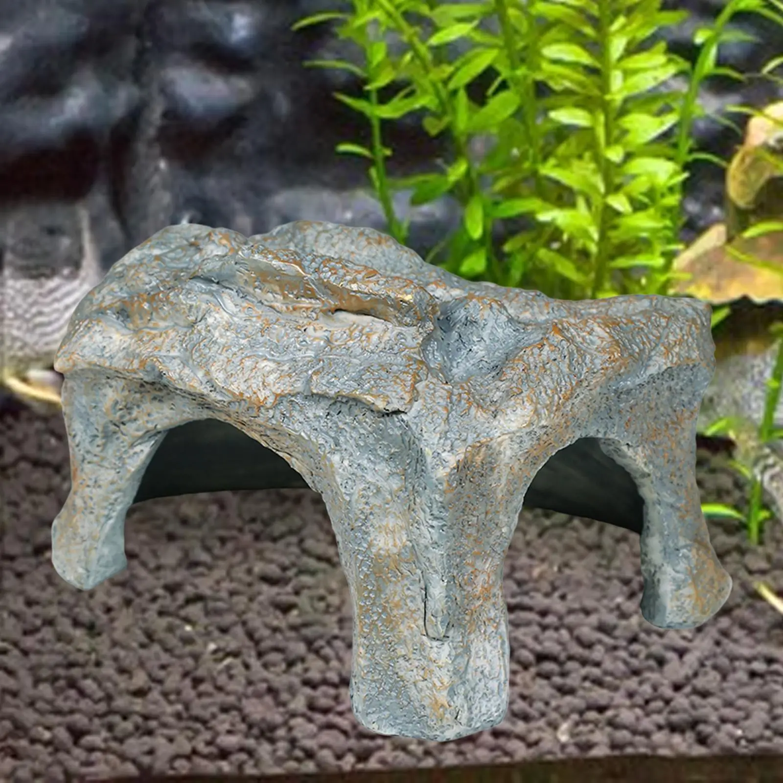 Recogedor de reptiles, decoración de pecera, micropaisaje, casa, juguete para peces, acuario, cueva de roca falsa, resbalón de resina para Gecko de leopardo - imagen 3