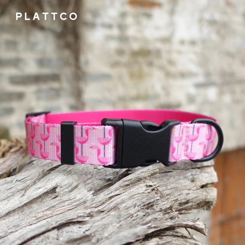PLATTCO Diseño único SLEEPING FLAMINGES Collar transpirable ecológico Perros grandes y medianos 5 tamaños PDC313 - imagen 2