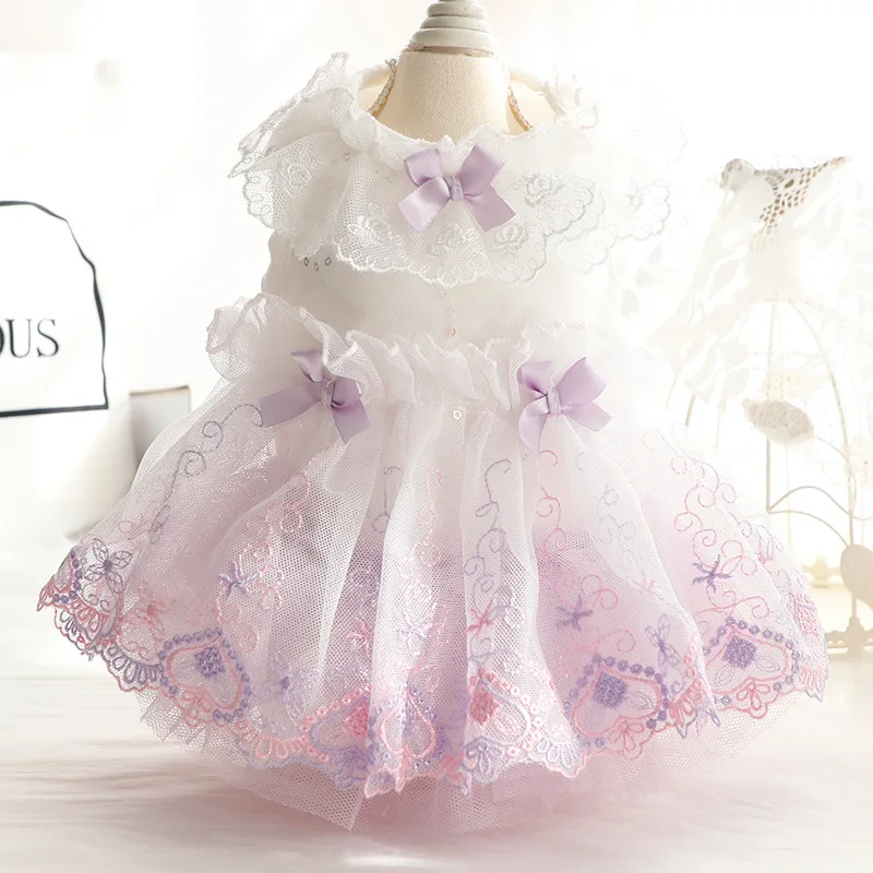 Ropa para perros primavera y verano vestido fino de princesa para gatos venta al por mayor vestido de novia de cintura alta suministros para mascotas de peluche para perros pequeños - imagen 2