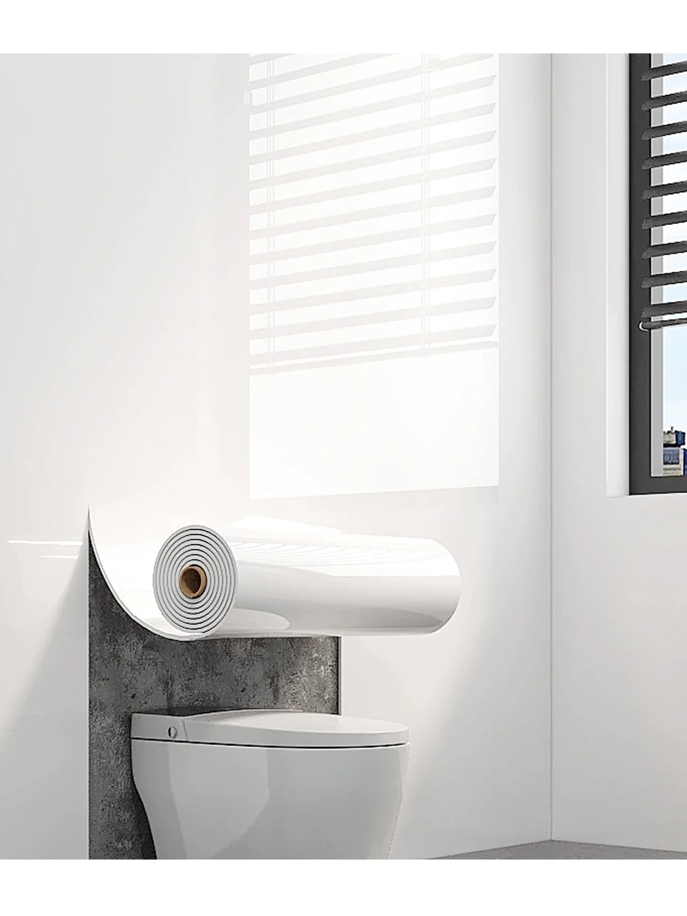 1 rollo de papel pintado autoadhesivo blanco brillante, material de PVC impermeable y resistente al aceite, antiincrustante, adecuado para renovación de habitaciones de alquiler, cocina, dormitorio, renovación de salas de estar y renovación de muebles, muy adecuado para renovación del hogar - imagen 4