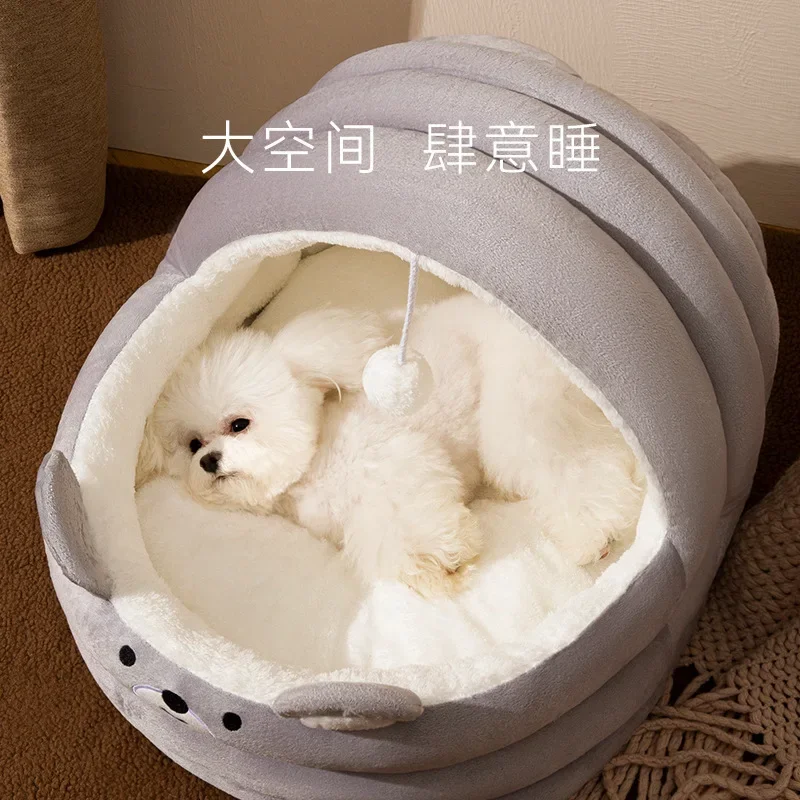 Cálido en invierno Casa para perros Cama para gatos Perros pequeños y medianos Perrera para gatos semicerrada extraíble y lavable - imagen 4