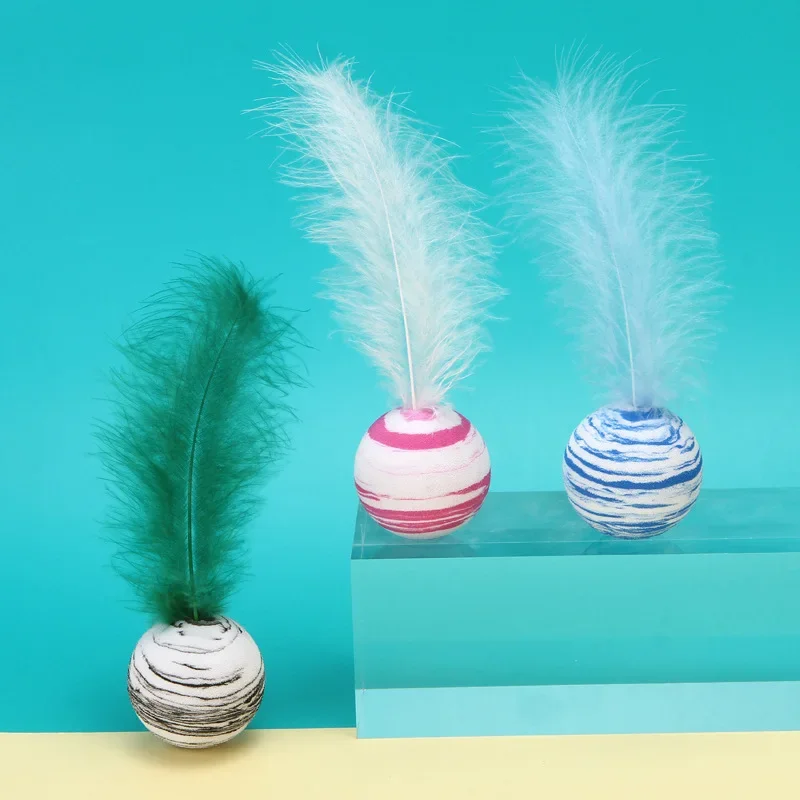 3 uds juguetes para gatos divertidos juguetes interactivos de plumas plástico Artificial colorido gato Teaser juguete suministros para mascotas accesorios para gatos juguete para gatitos - imagen 2