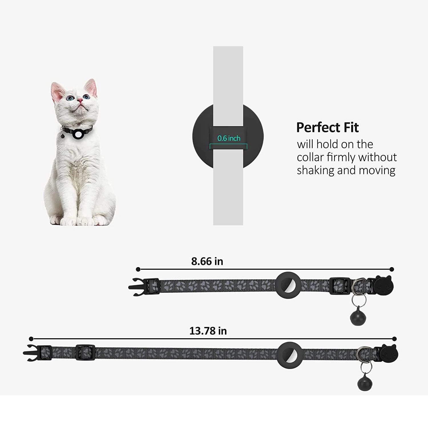 Funda Airtag para Collar de gato con Collar de nailon reflectante para perro, buscador de GPS, rastreador de ubicación antipérdida, accesorios para perros - imagen 2