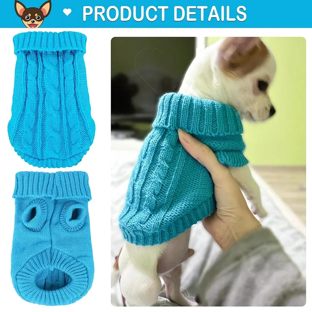 Ropa de invierno de punto para perros pequeños y medianos, suéter para cachorros de Chihuahua, suéter para perros Yorkshire Pure - imagen 5