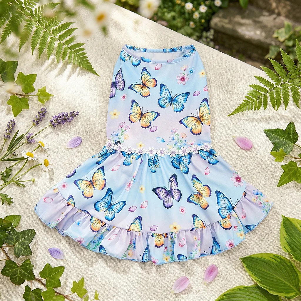 Vestido princesa con mariposas para perros y gatos mini en primavera - imagen 5
