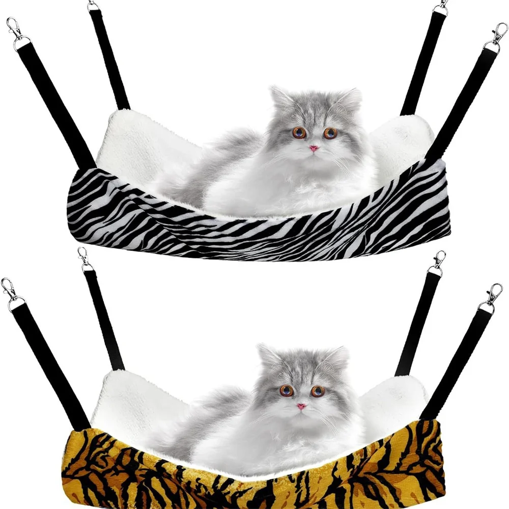 Hamaca de felpa cálida para mascotas, jaula para gatos, hámster, suministros para mascotas de invierno, hamaca ajustable para gatitos, cesta colgante para gatos - imagen 5