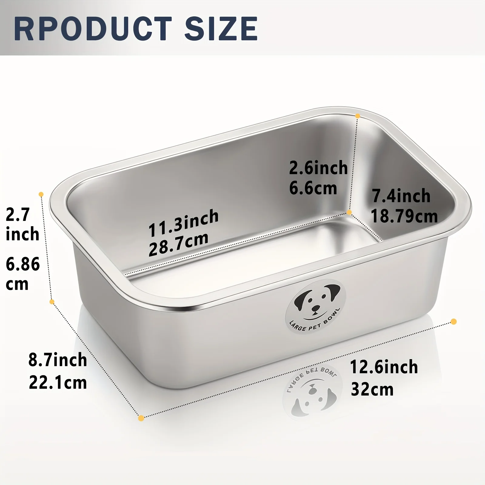 Cuenco de acero inoxidable de gran capacidad para perros grandes, cuenco de comida duradero resistente a caídas, cuenco para beber agua - imagen 3