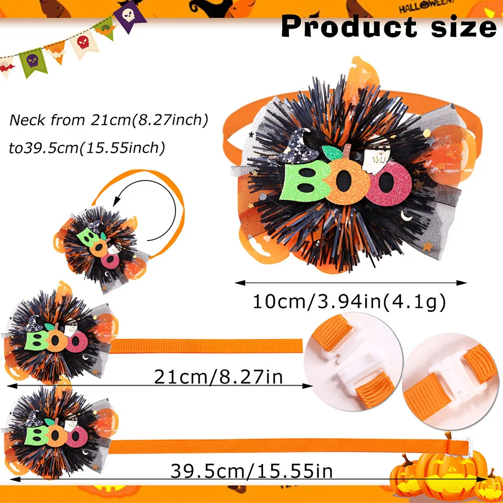 2025 nuevo 50PS pajaritas de Halloween para perro calabaza estilo fantasma perro pequeño gato pajarita corbatas para perros mascotas fiesta decoración de belleza - imagen 4