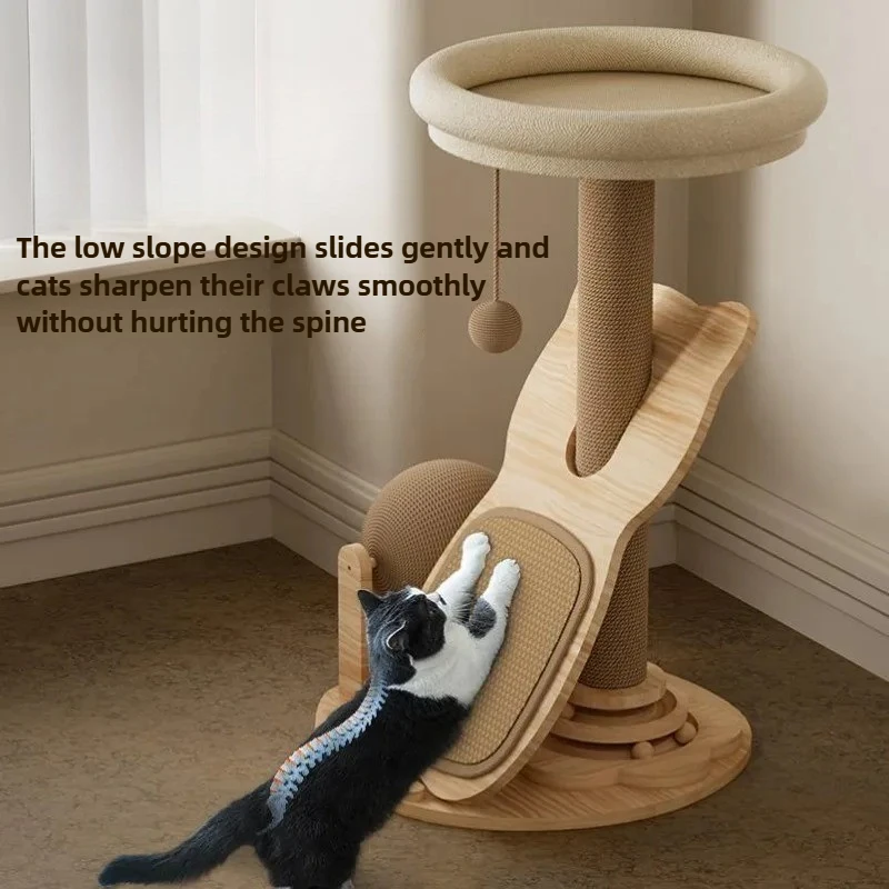 Marco de escalada de Sisal para el hogar, nido de juguete para gatos pequeños, plato giratorio de madera maciza, suministros de productos para mascotas, rascadores, accesorios para muebles - imagen 4