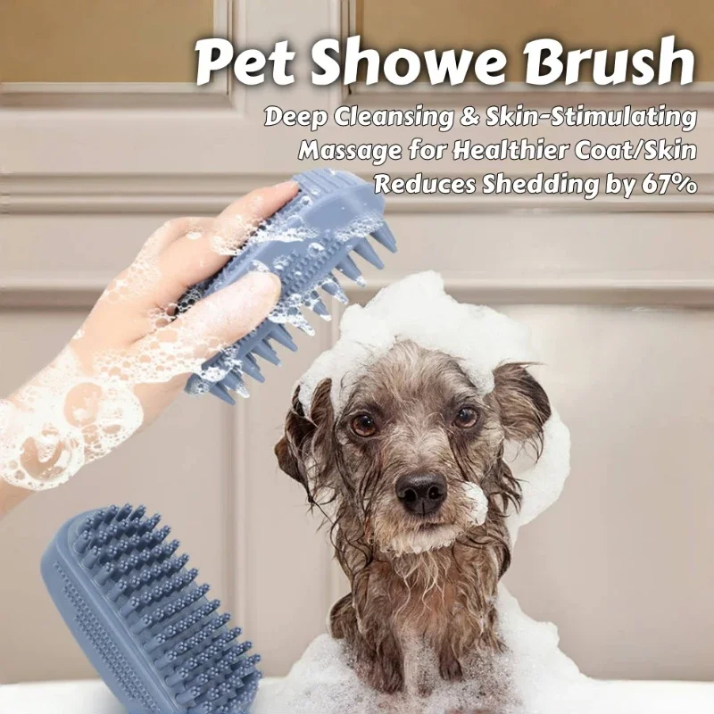 Guante de masaje para baño + cepillo para quitar la piel, cabezales de silicona para el cuidado de gatos/perros, colecciona el 96% de cabello durante el lavado, 1/3 Uds. - imagen 2