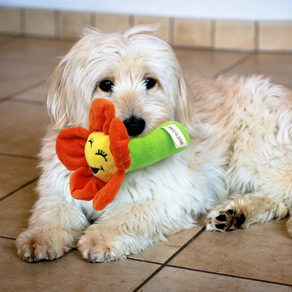 Juguetes interactivos para perros pequeños, medianos y grandes, rompecabezas chirriante de girasol de peluche, juguetes para masticar, productos para mascotas - imagen 5