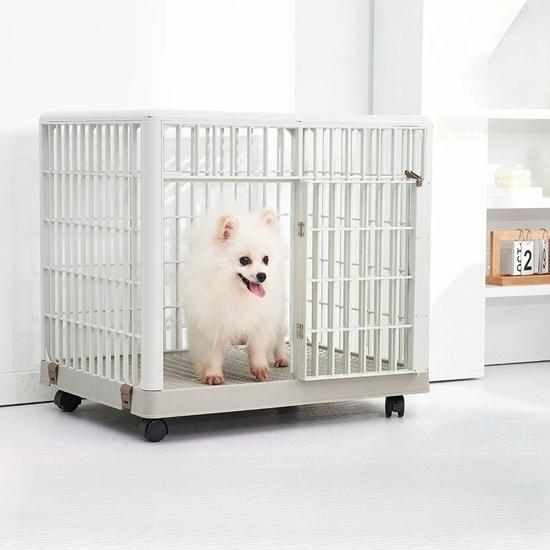 Caseta pequeña para perros de interior con claraboya y ruedas extraíbles