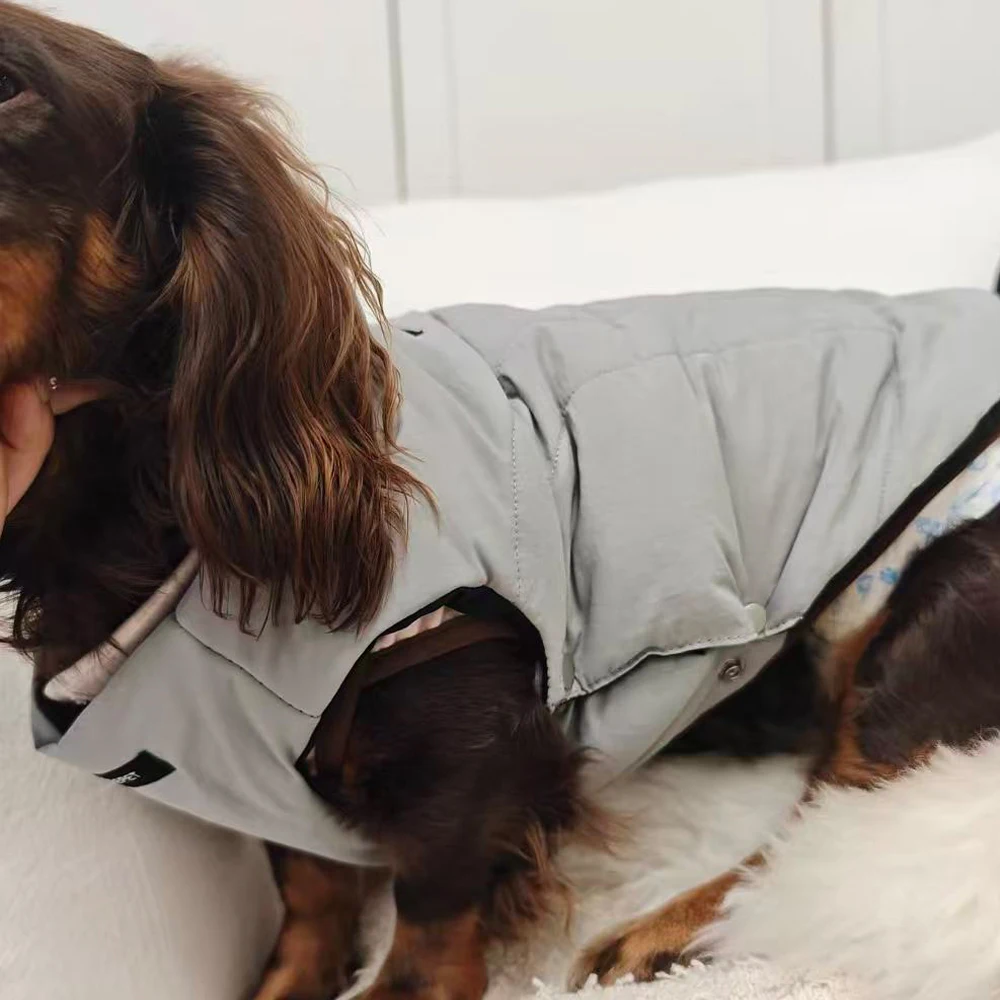 Chaleco invierno polar grueso para perros tipo salchicha – Manga corta - imagen 2