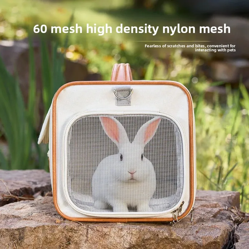 Bolsa para gatos portátil para gatos y conejos, bolsa portátil para mascotas de gran capacidad, suministros de mochila para mascotas de un solo hombro