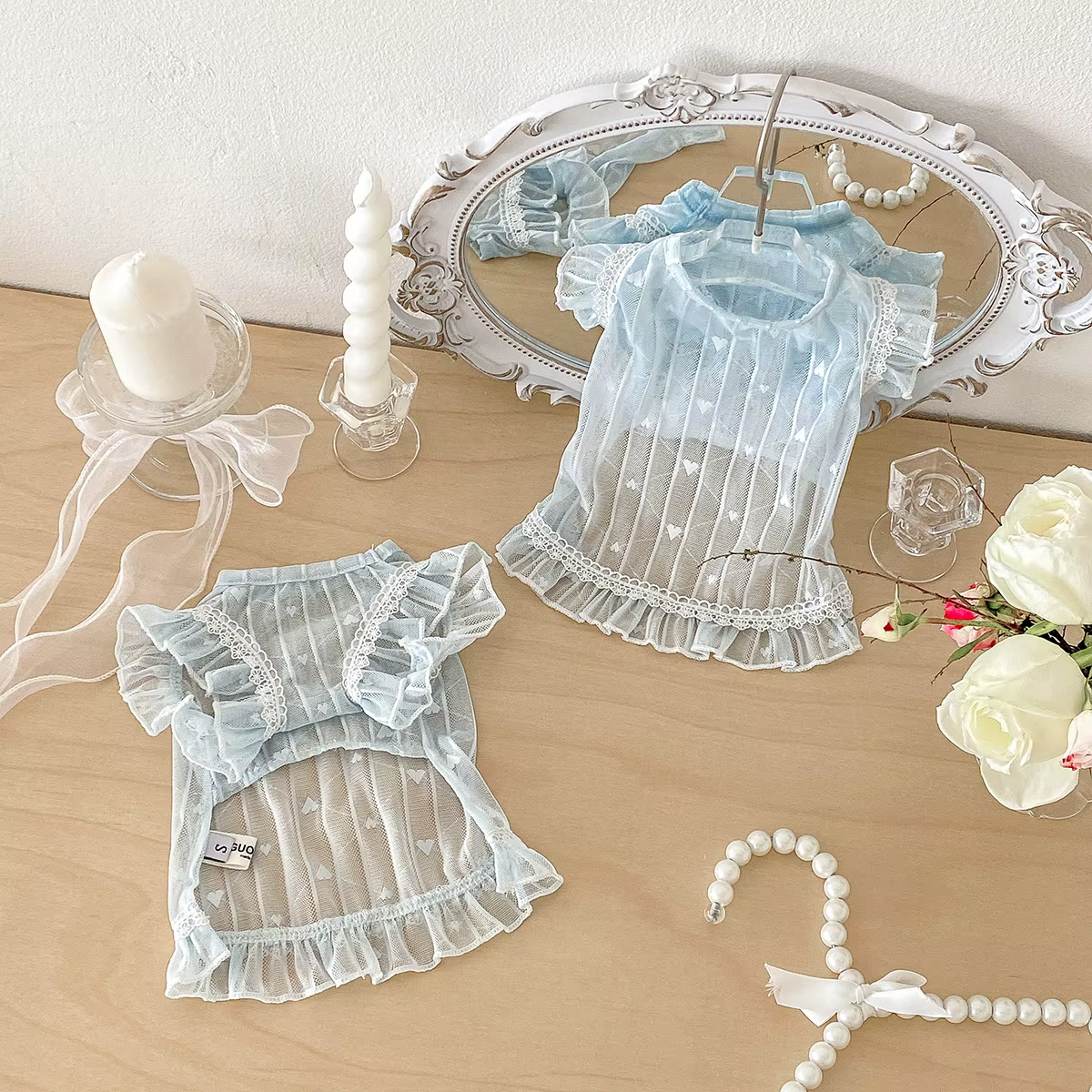 Vestido princesa perro pequeño mediano – Malla transpirable con encaje - imagen 3