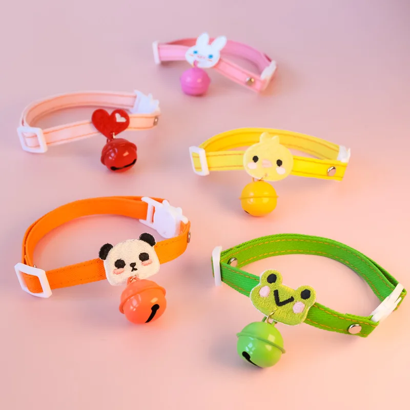 Lindo collar de gato de dibujos animados con campana, collar de gatito ajustable para niñas y niños, divertidos accesorios para mascotas para gatos y perros pequeños - imagen 4