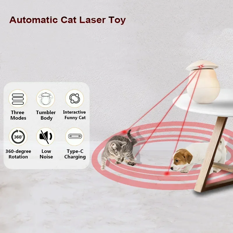 Juguete láser Seta para gato, vaso automático diseñado para el mejor juguete recargable para gato, Material ABS es seguro