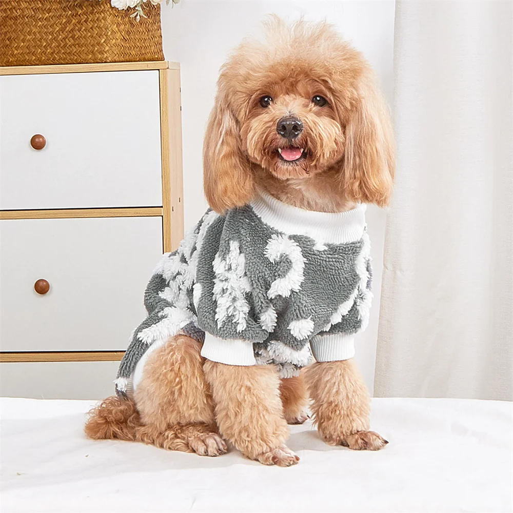 Ropa navideña para perros, suéteres cálidos de felpa para invierno, patrón navideño, gato, cachorro, perro pequeño, copo de nieve, ropa para mascotas, Chihuahua, Yorkies - imagen 5