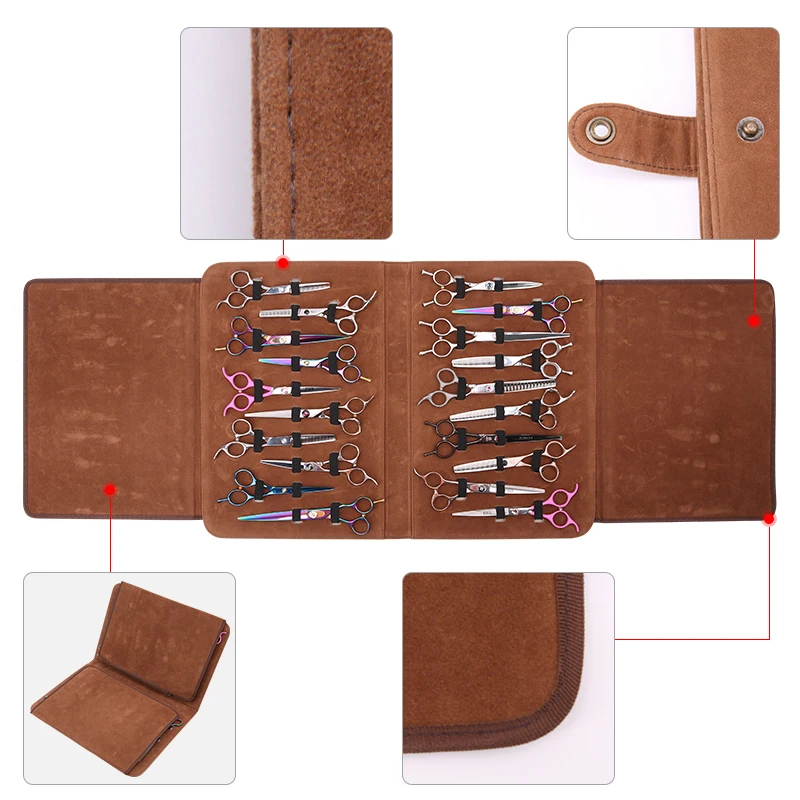 Fenice-estuche de almacenamiento para tijeras de peluquero, paquete de 20 flocada bolsas de tela, bolsa de corte de pelo, caja de almacenamiento portátil - imagen 3