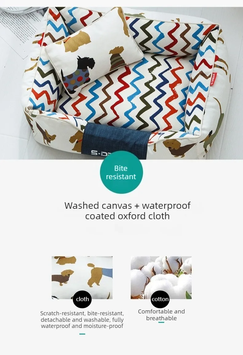 Cama de lujo para mascotas close-up del tejido de algodón