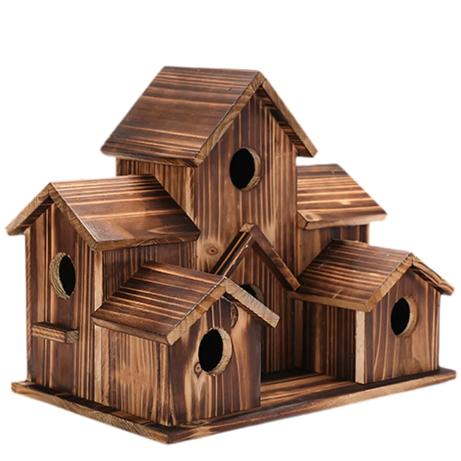 Wooden Bird House Bird Cage Garden Decor, Rustic Hanging Birds Hut Hummingbird Nest, Hanging Bird Feeder for Yard Outdoor