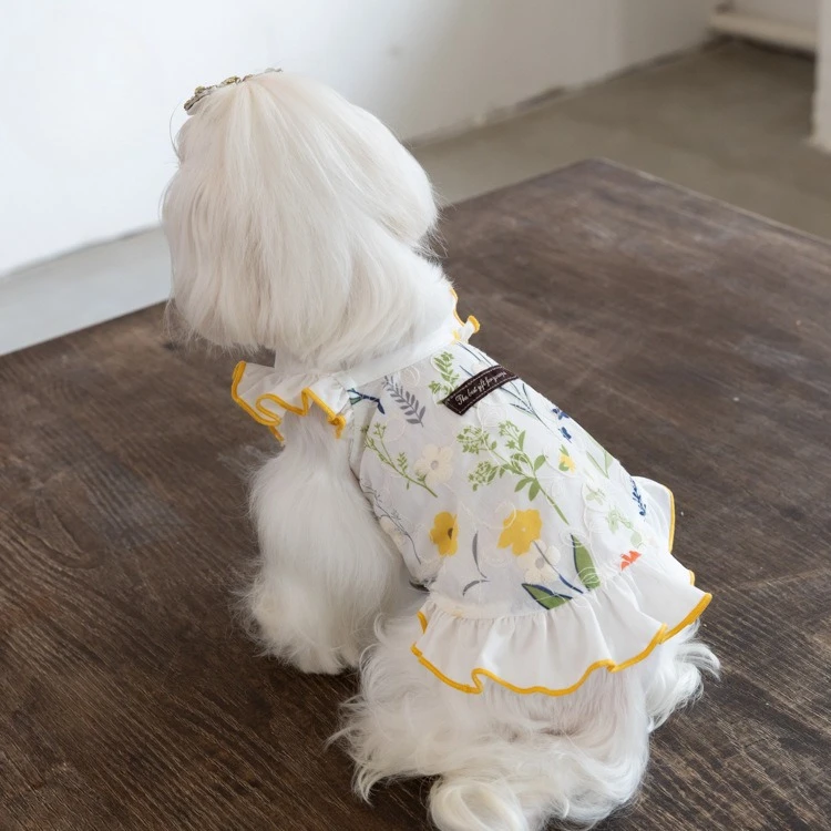 Falda de princesa bordada para perros pequeños – Ropa de primavera