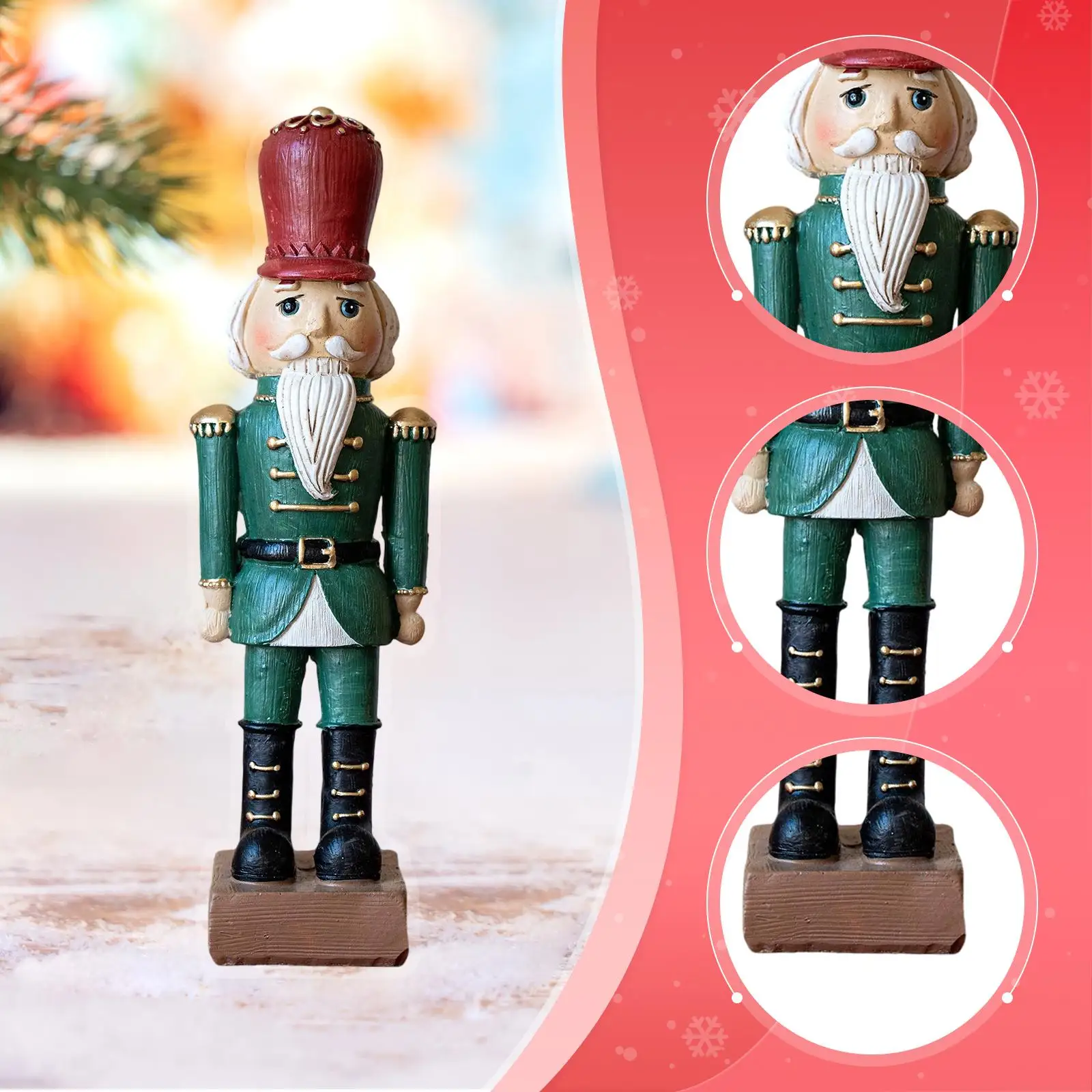 Figura de Cascanueces de Navidad, figura de Cascanueces, decoración artesanal, estatuilla de mesa decorativa tradicional para mesa de chimenea de dormitorio - imagen 5