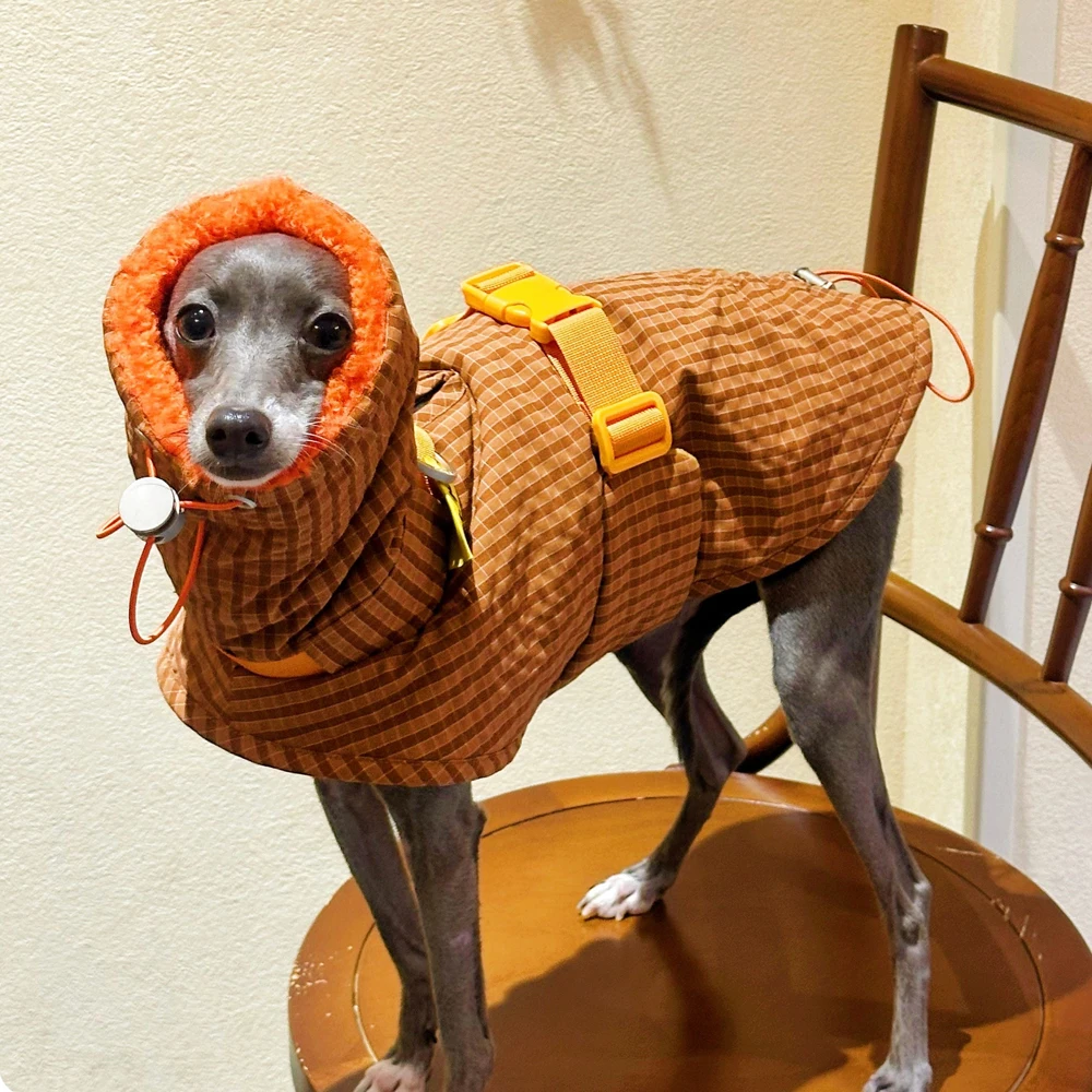 Abrigo de Invierno para Perro - Naranja acolchado con cuello alto - imagen 2