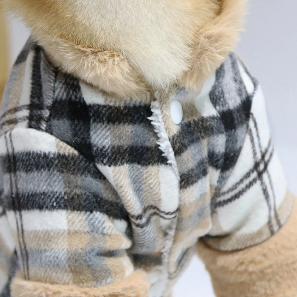 Ropa de invierno para mascotas, abrigo de celosía con anillo en D, traje cálido para perros, chaqueta para perros Chihuahua - imagen 4